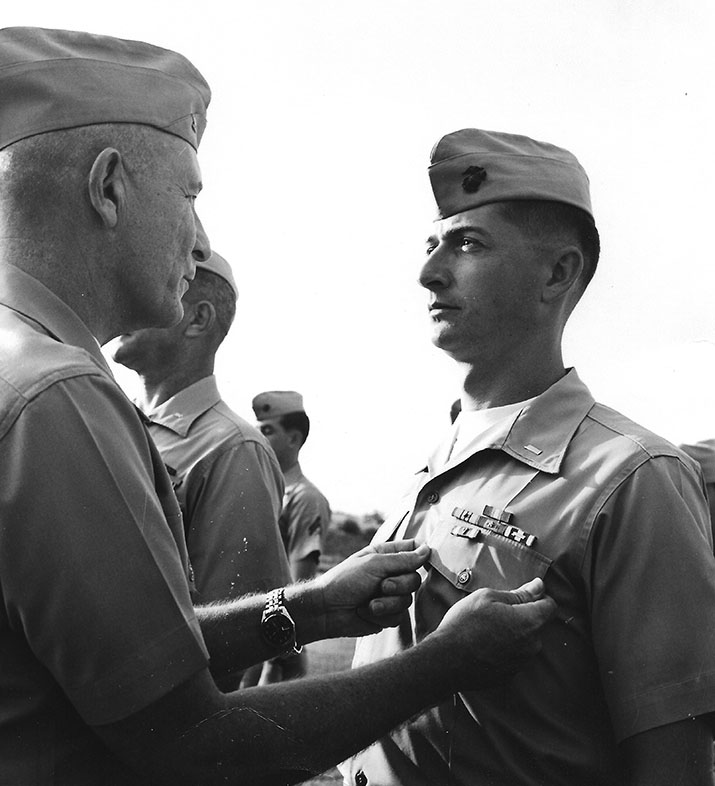 Greg Stockstill receives Navy Commendation with "V" for service during "Operation Chinook" - February 1967